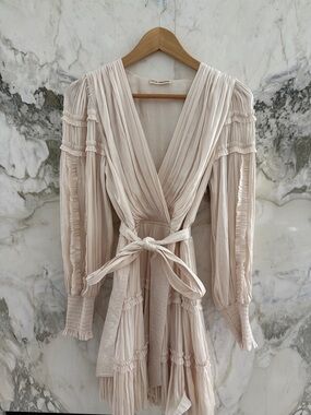 Ulla Johnson Cream Draped V-Neck Dress